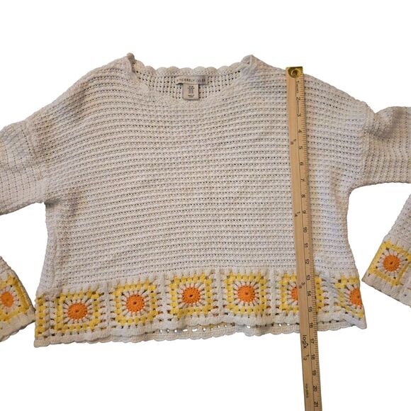 Sincerely Jules M Crochet Knit Sweater Granny Square Grandma Core Butter Yellow - Picture 8 of 11